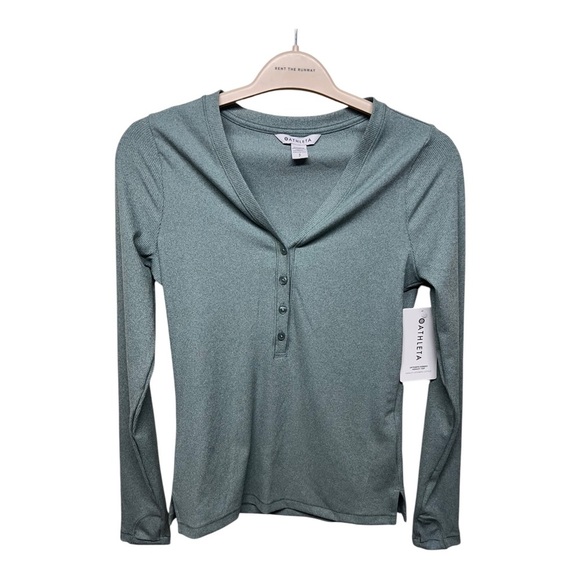 Athleta Women's Uptempo Ribbed Henley Top Size Small NWT - Picture 1 of 4